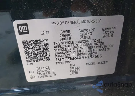 2024 Cadillac Xt4 Fwd Sport z USA, uszkodzony, nr VIN 1GYFZER4XRF152505